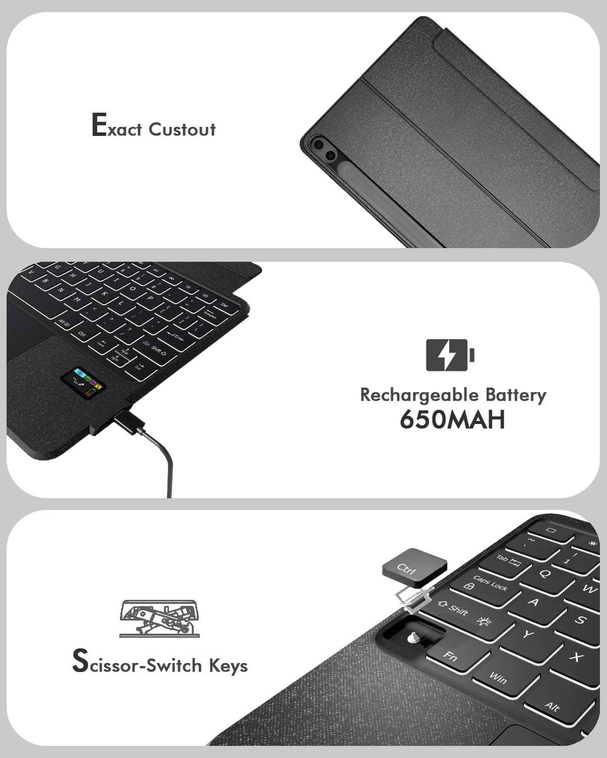 Samsung Galaxy Tab S11 Ultra Keyboard Case - Slim Backlit with Trackpad | ProTouch Navigate Series
