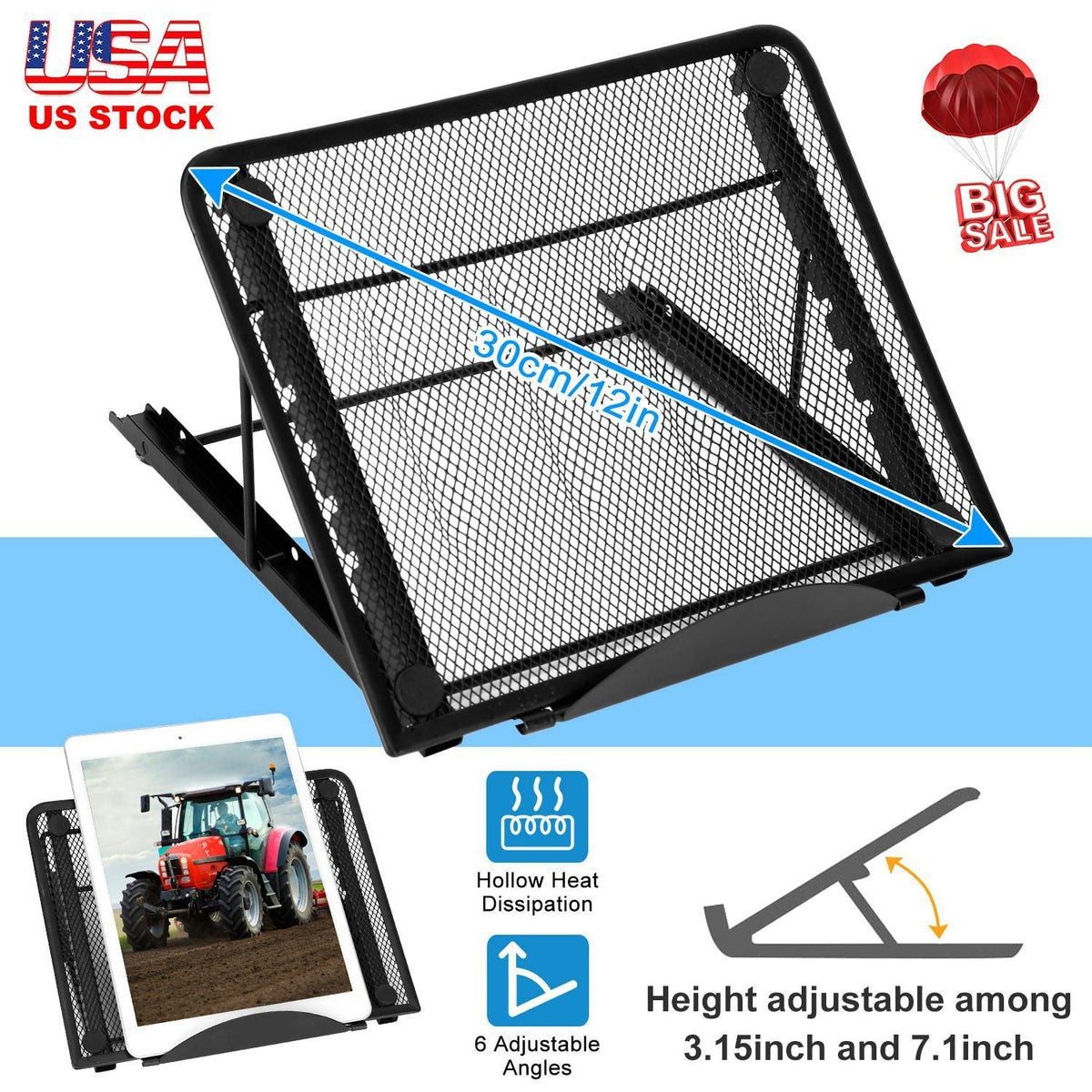 Foldable Laptop Stand Angle Adjustable Tablet PC Holder Riser Portable Ventilated Laptop Phone Desktop Holder Tray