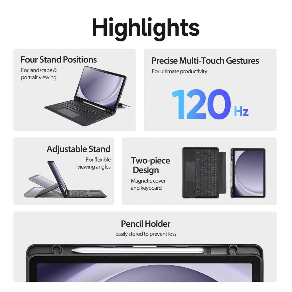 Samsung Galaxy Tab S11 Ultra Keyboard Case - Slim Backlit with Trackpad | ProTouch Navigate Series